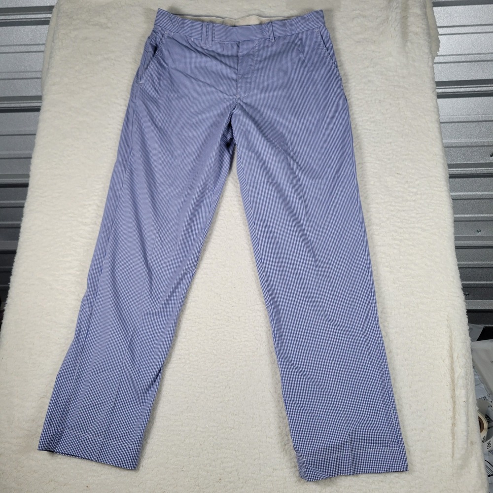 Polo Golf Ralph Lauren Pants Mens 33x30 Blue‎ White Gingham Check seersucker